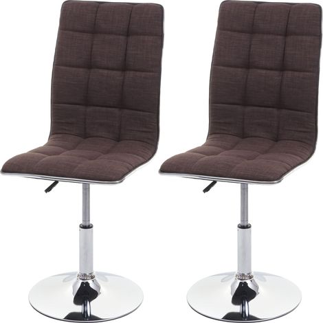 Juego de 2 sillas cocina comedor altura variable diseño elegante tela marrón 040000348 (1/5)