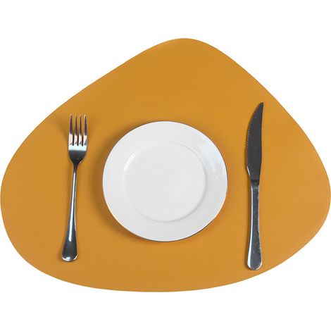Ensemble de 4 sets de table en cuir, faciles à nettoyer, résistants à la chaleur, double face, antidérapants et imperméables - Jaune