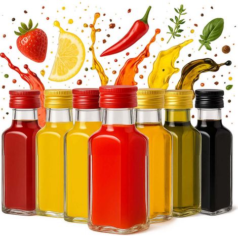 50x QUADRA Glasflaschen 100ml mit Verschluss für Wodka, Säfte, Glasflaschen (1/5)