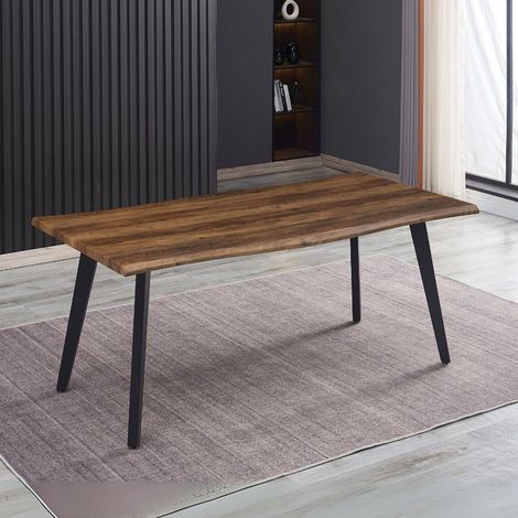 Tavolo fisso Regatta con piano effetto noce e gambe in metallo nero 180x90x76H (1/2)