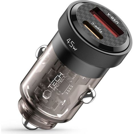 USB-C/USB-A-Kfz-Ladegerät (45 W, Schnellladefunktion) – Schwarz