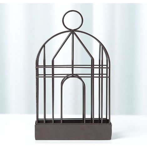 Retro black iron mosquito repellent incense burner – spiral stand with handle and birdcage design (1/5)