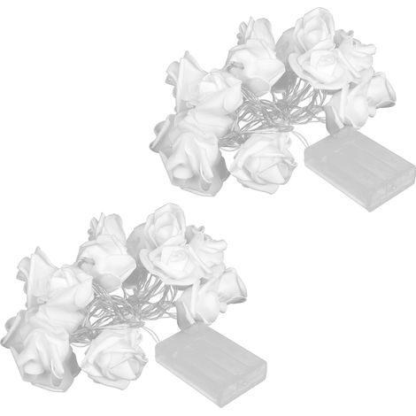 2Pcs Guirlande Lumineuse LED 20 Fleurs Rose Simulation, Décoration Noël Mariage (1/5)