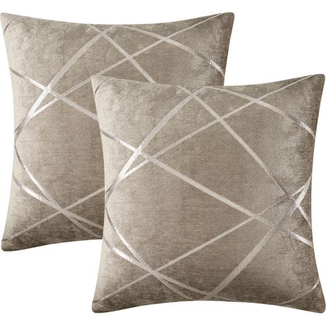 Housses de coussin décoratives pour canapé, housses de coussin épaisses pour coussin de canapé, coussins carrés gris luxueux (lot de 2) - 50x50 cm (1/5)