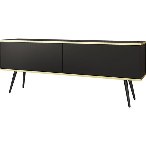 Meuble de salle de bain, Blanc Mat, 140 × 57 × 46 cm, poignées noires (1/5)