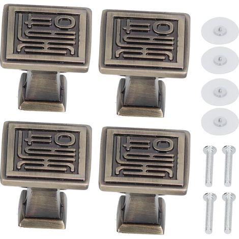 4PCS Poignées Vintage Rétro en Cuivre pour Armoire avec Adhésif et Vis - Accessoires Meuble (1/5)
