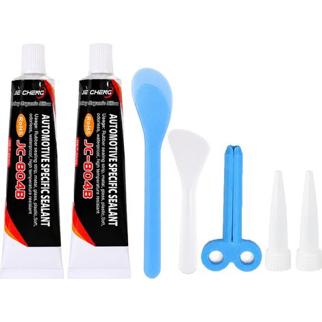 Auto Sealer Noir, Adhésif de Corps À Durcissement Rapide Auto Sealer, Imperméable À L'eau Et Résistant À la Chaleur, Pour Châssis de Carrosserie de Pare - Brise Crash Bar Empennage (50ML × 2pcs) (1/5)
