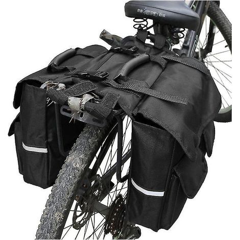 Tragbare, wasserabweisende Fahrradtasche – Fahrradtaschen mit reflektierenden Details, schwarze Satteltaschen für hinten – 30,5 x 10 x 28 cm (1/3)