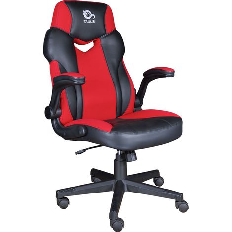 Talius fauteuil gaming crab noir/rouge, bras fixes, papillon, base en métal, roulettes en nylon de 60 mm, c gaz.