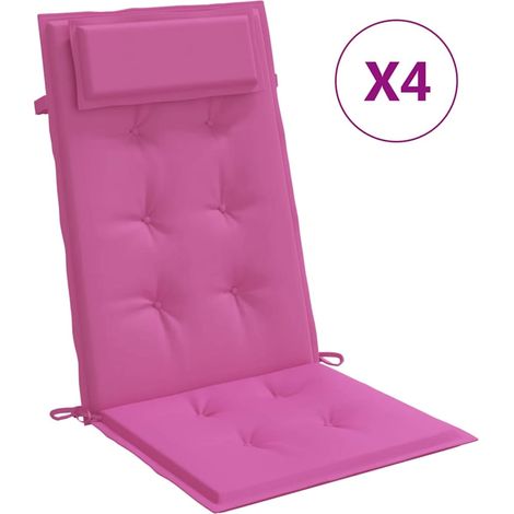 Coussins de chaise à dossier haut lot de 4 rose tissu oxford (1/5)