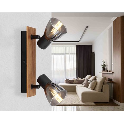 GLOBO Faretti Legno Marrone Scuro, 2 x E14