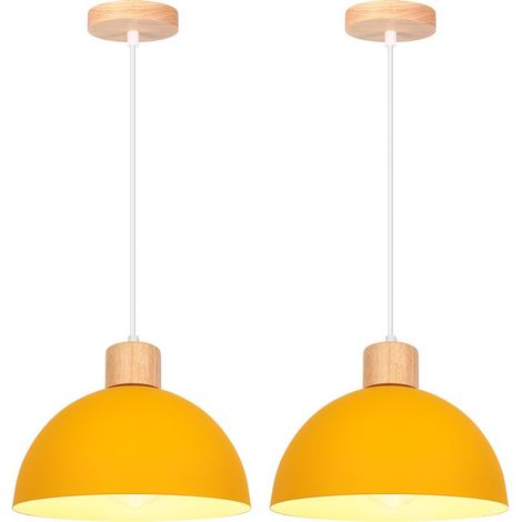 2PCS Lustre En Métal Vintage Suspension Luminaire Moderne Lampe À Suspension D'Intérieur Simple E27, Jaune Pour Restaurant Cuisine (1/5)