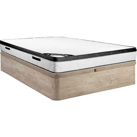 Ensemble 160 x 200 cm sommier coffre naturel clair + matelas mousse ép.30cm - SOLAK de YSMÉE (1/5)