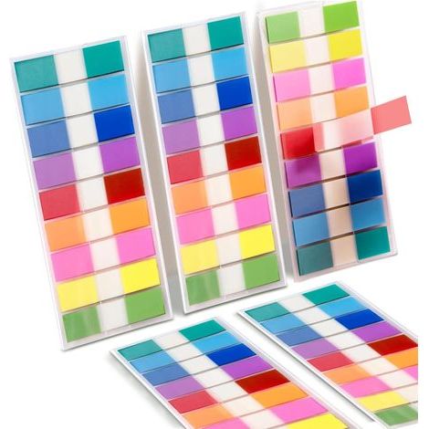 Marque Page Adhesif, Sticky Notes, Lot de 900 onglets autocollants transparents en PET Multicolore pour marque-pages Couleur Feuillets, études, bureau, planificateur scolaire, mémo (1/5)
