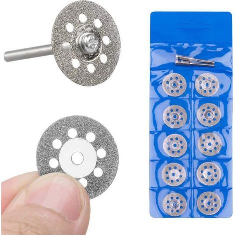Disques de coupe diamantés - Dremel - Diamètre 22 mm - épaisseur 0,6 mm - Lot de 20 pièces - 4 tiges d'arbre incluses (1/5)