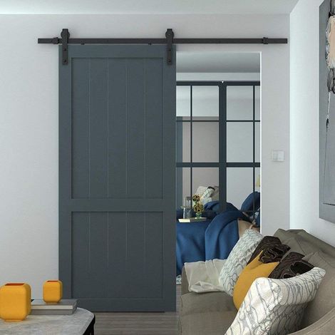 Wolketon Schiebetürbeschlag set Schiebetürsystem Schiebetür Montageset inklusive Laufschiene (183CM. Pfeilförmig) (1/4)