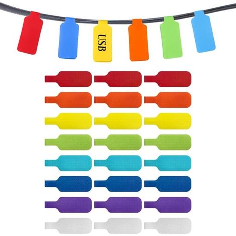 24 unidades, Etiquetas para cables sobre las escribir, Para la gestión e identificación de cables, Multicolor, 92 cm, cargadores y cables de red (1/5)