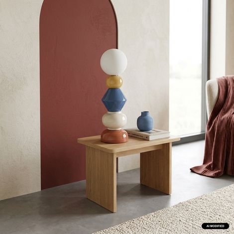 sweeek - Lampe de table intérieur céramique et verre Ø13cm terracotta - Omi (1/3)