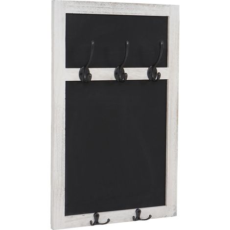 Perchero de pared panel de pizarra con 5 ganchos 55x34cm blanco vintage 040000982 (1/5)