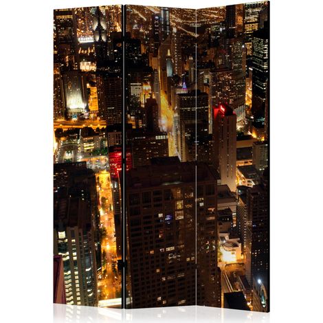 Paravento - City by night - Chicago, USA [Room Dividers] - 135x172 (1/4)