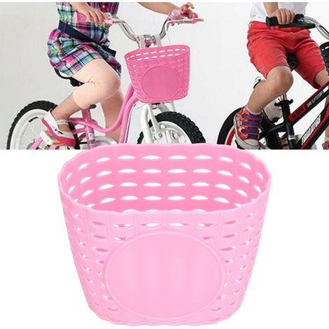 Corbeille Vélo Enfant Jaune/Pink - Panier Plastique Robust pour Bicyclettes et Poussettes Enfant - 20x15x12cm (1/5)