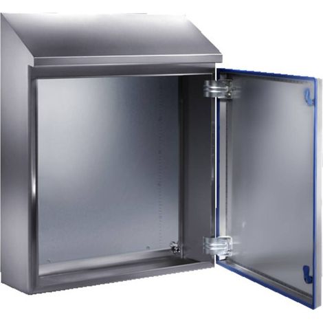 Coffret d'habillage 437X220X155mm acier inox 304 porte pleine avec toit incliné 30° IK08 IP66 HYGIENIC DESIGN RITTAL 1302600 (1/2)
