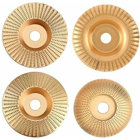 Disques de meulage à bois en carbure de tungstène (lot de 4) pour façonnage, meulage et découpe. Compatibles avec les meuleuses d'angle de 115 mm ou 125 mm. (1/4)