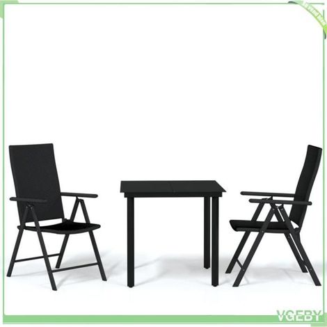 Ensemble à manger de jardin - FAFEICY - 3099101 - 3 pcs - Dossiers inclinables 7 positions - Plateau verre 80x80 cm (1/5)