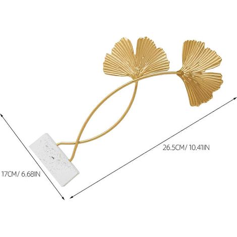 Lot de 2 décorations de table en métal, figurines de plantes modernes en forme de feuille de ginkgo, ornement en fer forgé. (1/4)