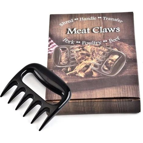 Griffes pour barbecue 2 pièces Plastique ABS noir Résistant à la chaleur jusqu'à 250 °C Pour viandes et volailles (1/5)