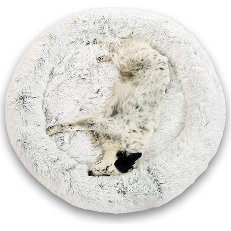 Coussin Chien Chat Apaisant 115cm Dodo Donut™ Confort+ Rond Doux Cocoon Puppy Love Panière Anti Stress Panier Lit Petit Chien Soutien Orthopédique Mousse 23 kg/m3 Matelas Dehoussable Lavable XXXL