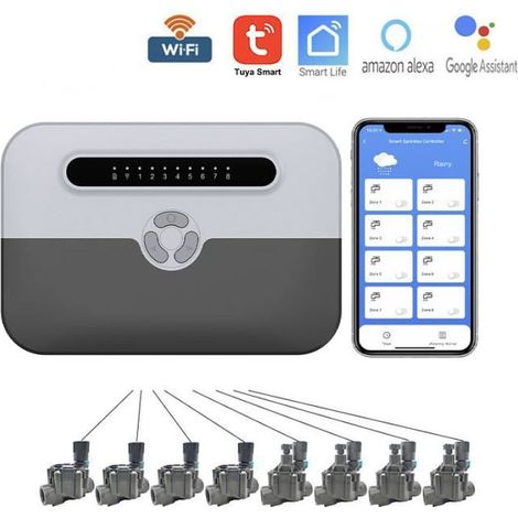 Programmateur d'arrosage mécanique Minuterie d'arrosage de jardin WiFi 8 zones Contrôleur d'arrosage intelligent Alexa