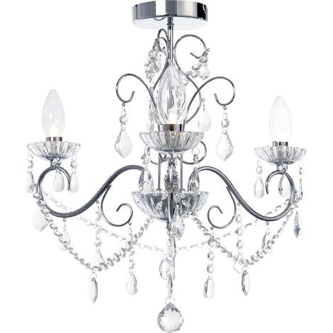 Litecraft Vara Chandelier Bathroom IP44 Ceiling Light 3 Arm - Polished Chrome (1/5)