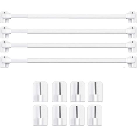 Ausziehbare Gardinenstangen, kein Bohren erforderlich für PVC-Fenster, selbstklebende Gardinenstange (4 Stück - 40-60 cm) (1/4)