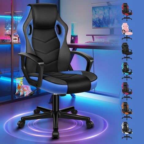 Gaming Stuhl PC Rennstuhl Bürostuhl PU Leder Mega - Blau Serie Mega (1/5)