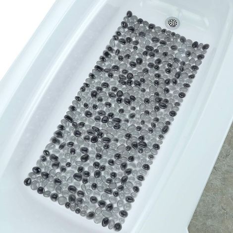 Motif Galets de rivière,Tapis de Bain Gris foncé Extra Long Effet Galets, idéal pour Les Pieds fatigués, Aide à prévenir Les glissades (1/4)
