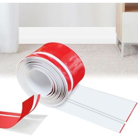 Plinthe souple autocollante, 20 x 60 mm x 15 m Plinthe autocollante pour cuisine et salle de bain, plinthe souple autocollante en PVC, bande de finition flexible - Blanc (1/5)