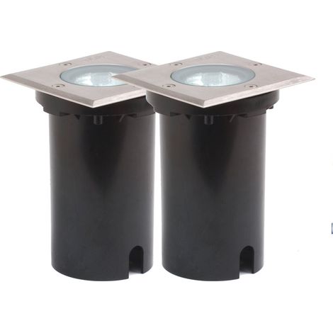 2er SET Außen Bodeneinbaustrahler 11 x 11cm IP65, Edelstahl, bis 1500 kg (1/5)