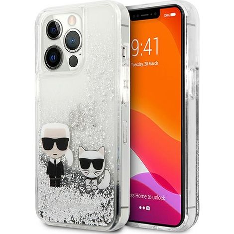 Hülle für iPhone 13 Pro Max Karl Lagerfeld Flüssigglitzer Silber (1/5)