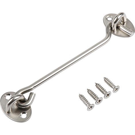 Gancio per porte e finestre in acciaio inox da 8 pollici, colore acciaio, adatto per serrature di porte scorrevoli e persiane, 1 pezzo (1/5)