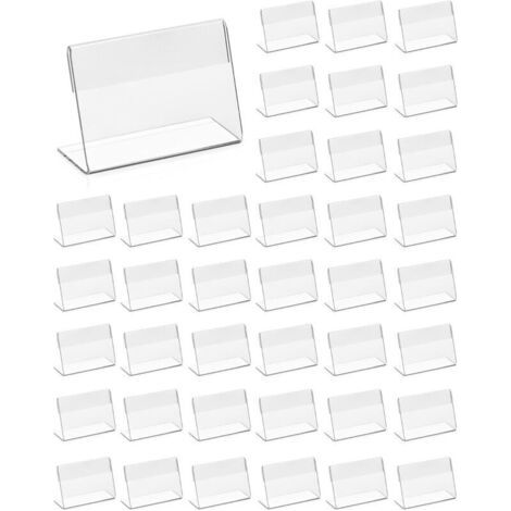 40Pcs Porte Étiquette en Acrylique Transparent, Porte-Cartes Nominatives Porte Étiquette Prix pour Bureau École Supermarché (6 x 4 cm) (1/5)