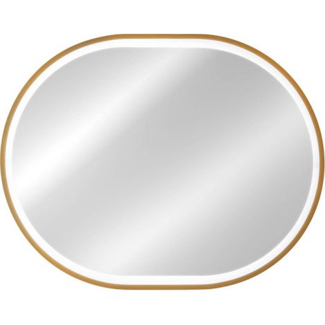 Miroir mural oval Led tactil - Cadre doré - L 90 x l 70 cm - Lustro Apollo - Livraison gratuite (1/5)