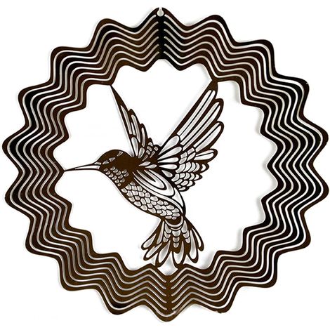 Windmühle für den Außenbereich, Metallskulptur, Kolibri, Metall-Windspiel, Gartendekoration, Fenster, Bäume, Hof
