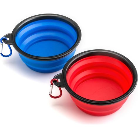 Gamelle pliable pour chien, bol à eau pliable et gamelle de voyage pour chien, lot de 2, bol à eau pliable en silicone et bol à eau de voyage, petites gamelles pliables pour chien, pour les voyages et (1/5)