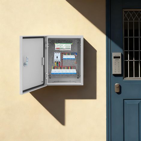 Outdoor Electrical Box Weatherproof Enclosure with Lock and Keys, Wall Mount Steel Junction Box for Indoor Outdoor Use, Protection from Dust Rain Snow (30x40x20cm) (1/5)