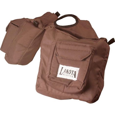 Marrone - Bisaccia anteriore in nylon con taschini