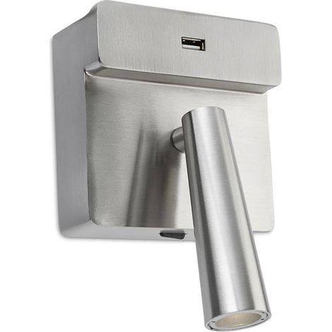 Leds-C4 Gamma - Liseuse murale LED USB Nickel satiné 175lm 2700K (1/2)