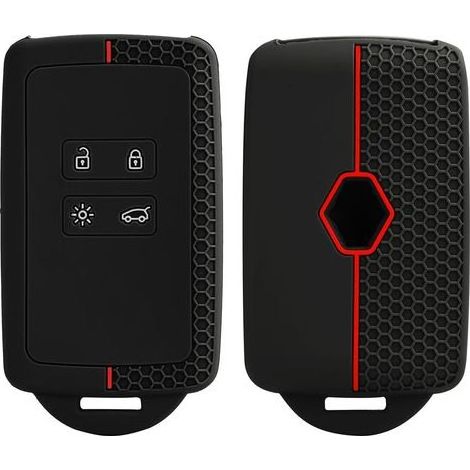 set mit 2 schlusselgehausen weiches silikon 4 tasten schwarz und rot fur renault clio megane (1/5)
