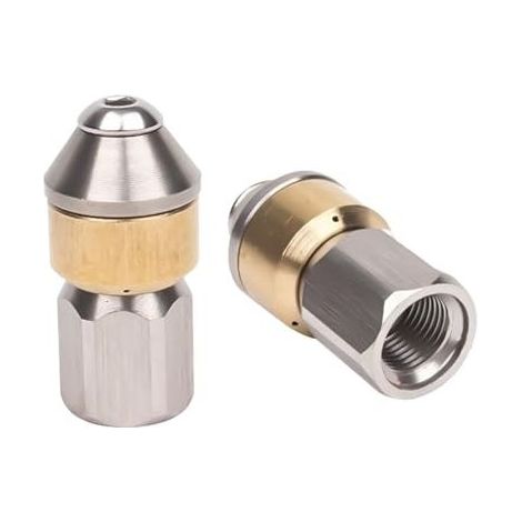 Buse de nettoyage de tuyaux rotative pointue, buse de nettoyage de tuyaux rotative en acier inoxydable et laiton, entrée rotative 1/8 cm, diamètre extérieur 1,5 cm, diamètre intérieur 0,9 cm, pour tuy (1/3)