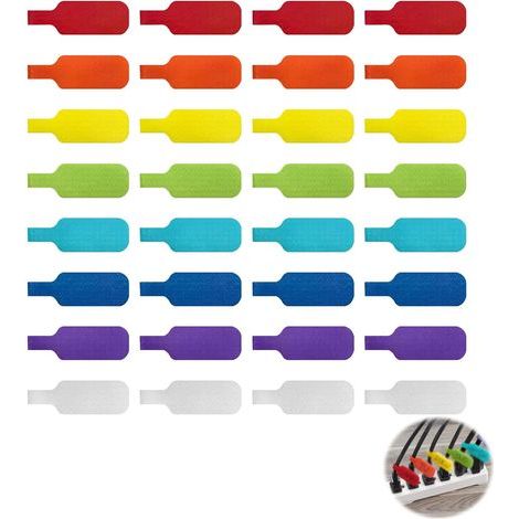 32 etichette per cavi riutilizzabili, fascette in nylon multicolore per l'identificazione, area di scrittura 4x2 cm, cavi stampabili (1/5)